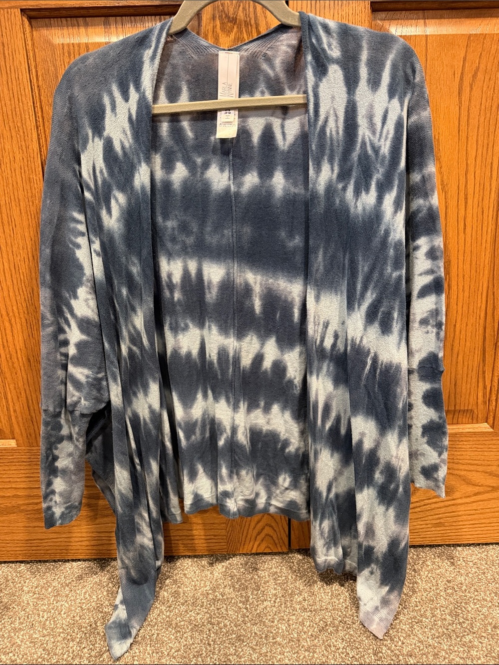 MarlaWynne Black & White Tie-Dye Open-Front Cardigan